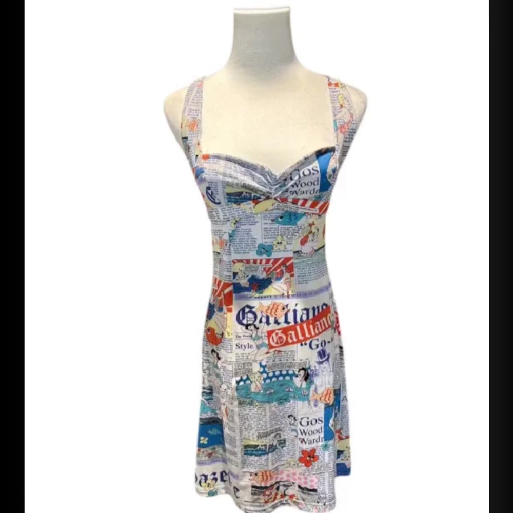 John Galliani Koi Newspaper Beach Dress